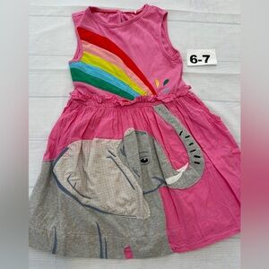 Mini Boden Pink Elephant Dress with Rainbow